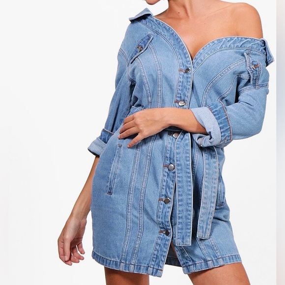 Off the shoulder denim shirt dress - Picture 4 of 4
